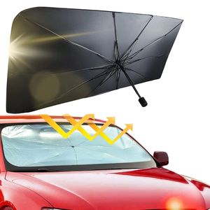 <span class=keywords><strong>Parasol</strong></span> <span class=keywords><strong>de</strong></span> voiture moderne manuel en cuir PU avec revêtement argenté, protection pare-soleil pliable pour pare-brise avant, résistant aux UV - Product Image 2