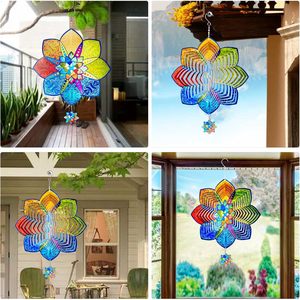 Molinetes de Viento 3D para Interiores y Exteriores, Decoración de Jardín, Adornos Metálicos, Molinillo de Viento Mandala Multicolor de 12 Pulgadas, Morado - Product Image 4