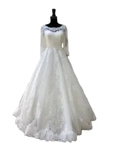 Abiti da sposa in pizzo 2021 scollo a barca manica lunga senza schienale Plus Size per la madre della sposa 1 pezzo abito da ballo 100% poliestere