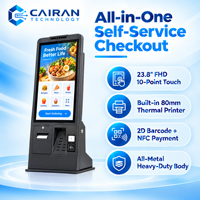 Terminal de commande pour food court CAIRAN, borne de paiement tactile pour buffet et cantine en libre-service avec kit d'affichage Android