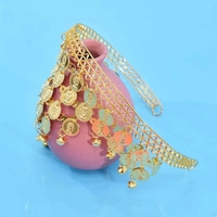 Bijoux indiens en gros : Bandeau de tête en métal doré avec pampilles et pièces de monnaie, style bohème, pour la danse du ventre, bijoux pour cheveux, bijoux indiens