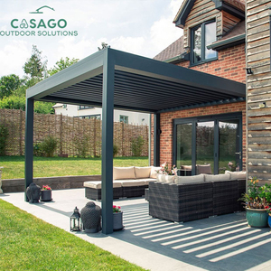 Motorized Aluminum Pergola with Adjustable Louvered Roof, Waterproof Garden <strong>Gazebo</strong> <strong>for</strong> Outdoor Garden <strong>Patio</strong> Poolside - Product Image 3