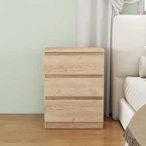 Natural Nightstand 3 <b>Drawers</b> Thickened Top Plate <b>Small</b> Side <b>Table</b> <b>Bedside</b> Storage <b>Drawer</b> Unit - Product Image 4