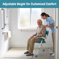 Chaise de douche pliante en aluminium RUFU RF3206A avec accoudoirs rabattables, siège et dossier rembourrés en EVA, hauteur réglable, sécurité pour la salle de bain