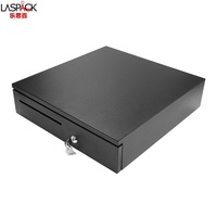 LASPACK Tiroir-caisse noir 5 billets 8 pièces avec interface RJ11 pour système de point de vente, idéal pour supermarchés et commerces de détail