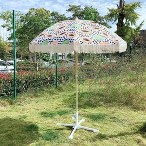 Parasol de plage 2M en polyester avec franges, mât en alliage d'aluminium, protection solaire extérieure pour jardin et terrasse - Product Image 4
