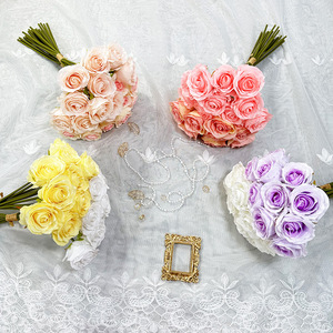 Ramo de Rosas de Seda de 10 Cabezas de Meiyu Craft Flower Factory, Tacto Natural, Decoración de Bodas, Flores para Mesa - Product Image 3