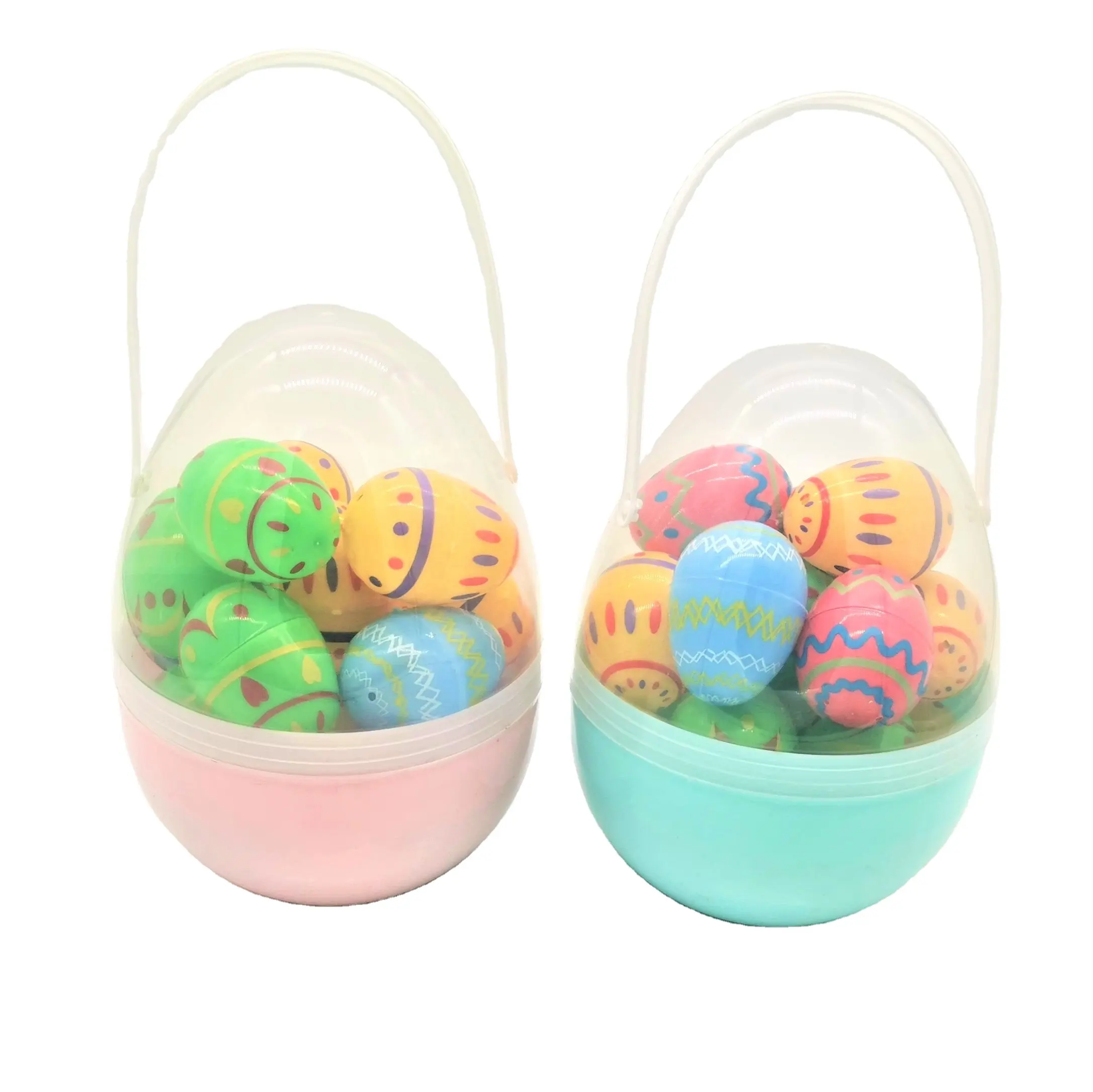 子供のための20個の2.36 "小さな卵と8" イースターエッグ、カラフルな塗装プラスチック装飾イースターエッグ子供DIYフェスティバル