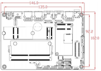 Placa base de grado industrial de 3,5 pulgadas, soporte de entrada de 9 ~ 36V, 2 * LAN/6 * COM/8 * USB, disco duro IDE de canal de memoria único