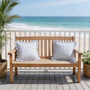 Wholesale Custom <b>Soft</b> Blue Stripe with Zipper 100% Polyester Vintage Plant Luxury Throw <b>Pillow</b> Cover for Home & Hotel Dcor - Product Image 4