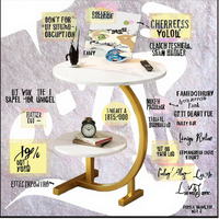 Table d'appoint décorative en bois moderne faite à la main pour salon, avec pieds en métal, forme en C, ronde, à faible MOQ et prix abordable