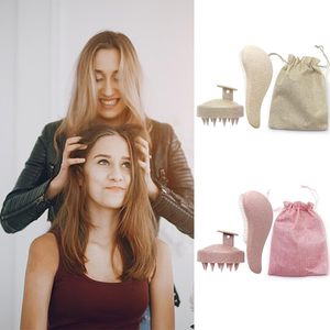Juego de cepillos para el cabello 100% de paja de trigo para desenredar y cuidar el cabello, peine transparente de colores, cepillo para champú, cepillo masajeador para el cuero cabelludo - Product Image 2