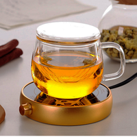 Mug à infuseur à thé en verre borosilicate classique avec couvercle, tasse à thé résistante à la chaleur, thé en fleurs, thé en feuilles, design inspiré de la nature
