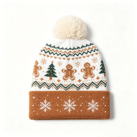 Bonnet de Noël en acrylique tricoté avec pompon, unisexe, motif jacquard, personnalisable avec logo et motif pour fêtes de fin d'année, OEM ODM