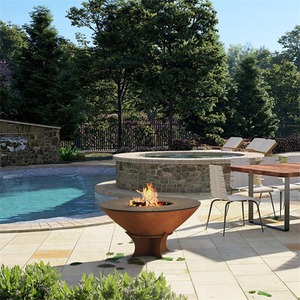 Barbecue extérieur en acier Corten avec foyer - Product Image 1