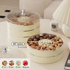 Runde 4-Fach Plastik-Drehbox für Snacks, Süßigkeiten und Trockenfrüchte mit Acryldeckel und Serviertablett für Nüsse - Product Image 5