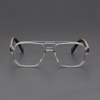 Monturas Ópticas de Moda, Gafas con Protección Anti Luz Azul, Monturas de Diseño Cuadradas de Metal con Doble Puente de Alta Calidad para Hombre