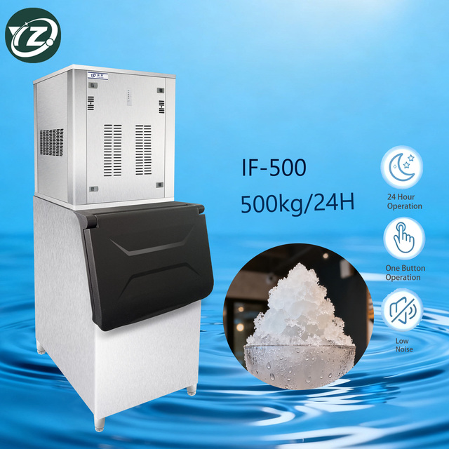 Efficient 500kg/24h Automatic Ice Cube Snow Ice Machine 220V Motor Commercial Use High Capacity Pump