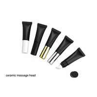 LZ Pack Vente flash 10g 10ml Tubes de baume à lèvres noir mat brillant Logo personnalisé Applicateur en métal souple Tubes vides pour gloss à lèvres à presser