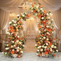 Ensemble d'arrangements floraux artificiels en corne orange chaud pour arche de mariage, toile de fond florale pour scène extérieure, fête et décoration d'événements