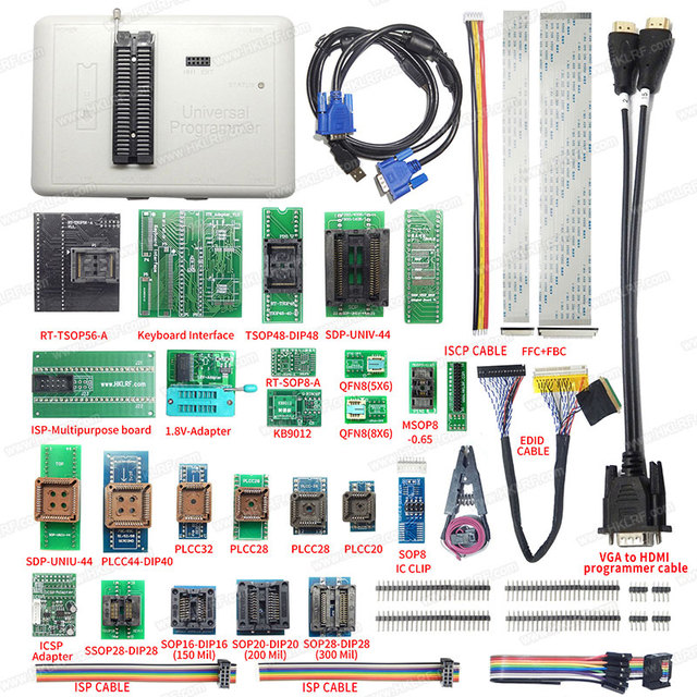 USB Universal Programmer RT809H EMMC Programmer With QFN8 PLCC32 TSOP ISP Socket Adapter