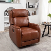 Fauteuil inclinable pivotant manuel en cuir véritable de style nordique moderne