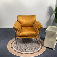 Fauteuil de salon moderne en velours avec structure métallique, coussin moelleux, fauteuil d'appoint individuel