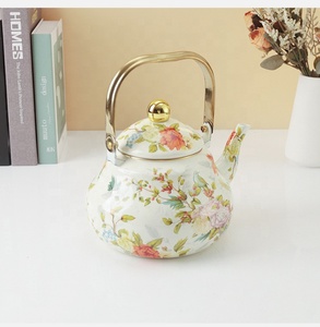 <span class=keywords><strong>1.5l</strong></span> cổ điển trắng men Ấm đun nước ấm trà kim loại hiện đại thiết kế với Bird Flower Decal Pear-shaped Tea <span class=keywords><strong>Kettle</strong></span> cho bếp - Product Image 3