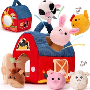 Juguetes para bebés <span class=keywords><strong>animales</strong></span> <span class=keywords><strong>de</strong></span> <span class=keywords><strong>granja</strong></span> <span class=keywords><strong>de</strong></span> peluche sorpresa <span class=keywords><strong>de</strong></span> Granero, sonajero, arrugado, espejo, juguetes Montessori rellenos <span class=keywords><strong>de</strong></span> medias para bebés - Product Image 1