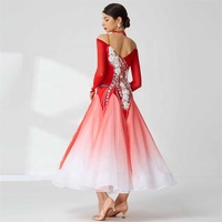 B-2058 Personnaliser nouvelle norme nationale moderne danse vêtements dégradé rouge et blanc robe de danse de salon à vendre