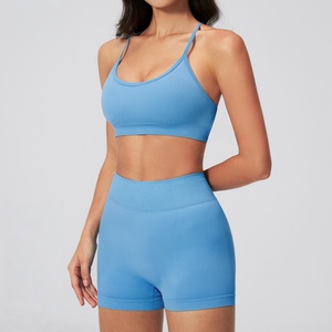<strong>Women</strong> Seamless Beauty Back Yoga Set Quick Dry Tight <strong>Shorts</strong> Running Fitness Sports <strong>Suit</strong> - Product Image 3