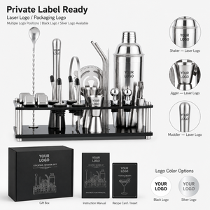 <span class=keywords><strong>Kit</strong></span> de barman personnalisé ODM OEM avec logo, 22 pièces, shaker à cocktails de 700 ml, outils de bar en acier inoxydable avec support d'affichage en acrylique - Product Image 3