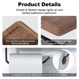 Portarrollos de Papel Higiénico de Estilo Nórdico para Baño, Soporte de Pared de Madera para Papel Higiénico - Product Image 3