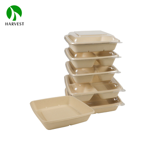 Eco Friendly Food Packaging Square Bagasse Takeaway Food Containers Sustainable Biodegradable <strong>Plates</strong> - Product Image 1