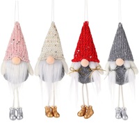 Weihnachtlicher Pailletten-Gartenzwerg mit hängenden Beinen, kreativer Waldmann-Puppenanhänger, Weihnachtsbaum- und Heimdekoration, Geschenk