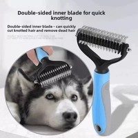 Peigne démêlant double face en acier inoxydable ABS+TPR pour animaux de compagnie (chats et chiens) – Taille S/L – Vente flash