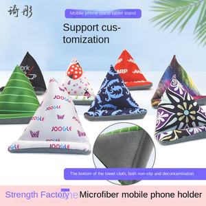 Support <span class=keywords><strong>de</strong></span> téléphone portable triangulaire moderne en tissu microfibre, personnalisable, motif dessin animé, support plat, cadeau publicitaire - Product Image 2