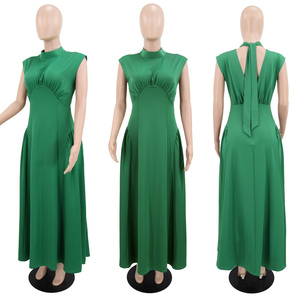 Y11089 Vestidos de Verano Modernos <span class=keywords><strong>para</strong></span> <span class=keywords><strong>Mujer</strong></span>, <span class=keywords><strong>Casuales</strong></span>, de Color Sólido, sin Mangas, Cuello Redondo, Ajustados, Verdes, Maxi Vestido, Vestido de <span class=keywords><strong>Oficina</strong></span> <span class=keywords><strong>para</strong></span> <span class=keywords><strong>Mujer</strong></span> - Product Image 5
