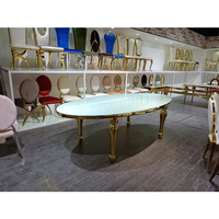 Ensemble de tables de salle à manger modernes en acier inoxydable 2025 – Tables rondes et ovales pour banquets, mariages, hôtels et écoles, à vendre