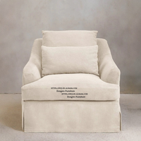 Fauteuil d'appoint en tissu de lin de style européen-américain avec repose-pieds, amovible et lavable, design de mobilier de salon