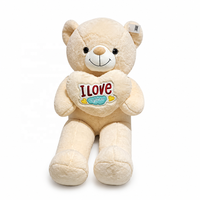 Coussin Cœur Ours en Peluche Doux, Peluche Brodé en Forme de Cœur pour la Saint-Valentin, Coque de Peluche Non Rembourrée