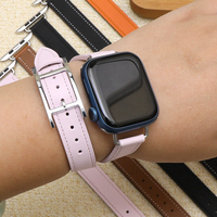 Bracelet de montre en cuir rose pour montre casio Longines Bracelet en cuir véritable Cartier Garmin Seiko montres 20mm Bracelet Double Tour