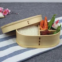 100% Biodegrade Wooden Lunch Box Eco Friendly Round Shape Wood Bento Plate For Home Use Factory Direct Sale