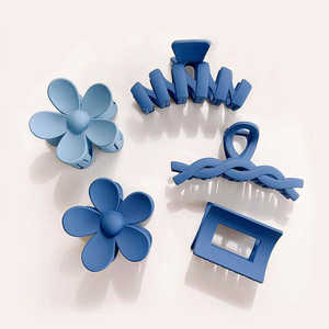 ODM coréen givré bleu série <span class=keywords><strong>nordique</strong></span> Clips femmes mode tout Match requin pince femme queue de cheval mat géométrique pince à cheveux griffe - Product Image 1