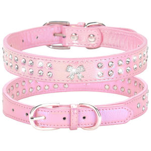 <span class=keywords><strong>Collar</strong></span> moderno de lujo de nailon sólido para mascotas con diamantes de imitación brillantes, correa de cuero cómoda para perros, accesorio personalizado para perros de PU - Product Image 6