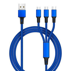 Two Cores 100cm Braided 3 in 1 <strong>Multi</strong> USB <strong>Charger</strong> New Products 2024 USB Charging Cable for IPhone. - Product Image 5