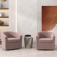 Fauteuil pivotant moderne en velours, capitonné, rembourrage en éponge, fauteuil rembourré doux pour salon, chambre à coucher, bureau - 1 paquet