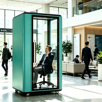 Cabine de travail insonorisée mobile pour intérieur, cabine téléphonique acoustique pour une personne, cabine de travail individuelle avec éclairage LED et circulation d'air