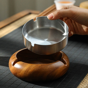 Cendrier en bois personnalisé sans couvercle ; Design vintage créatif pour hôtels et usage domestique ; Cendrier de grande taille incassable pour cafés internet - Product Image 3