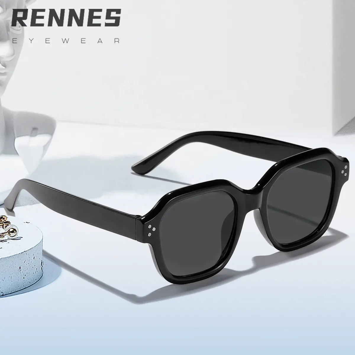 Set pacchetto-nuovo all'ingrosso di alta qualità acrilico di riso unghie quadrato di colore della caramella moda centinaia di occhiali da sole